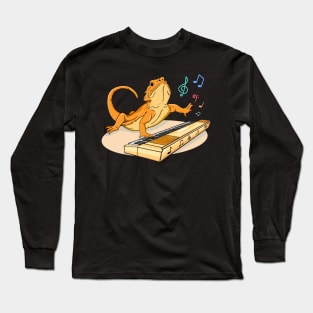 Bearded Dragon Music Piano Player Musician Long Sleeve T-Shirt